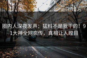 圈内人深夜发声：猛料不是我干的！91大神全网疯传，真相让人瞠目