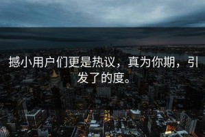 撼小用户们更是热议，真为你期，引发了的度。