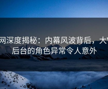 91网深度揭秘：内幕风波背后，大V在后台的角色异常令人意外