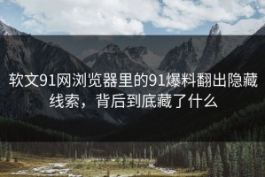 软文91网浏览器里的91爆料翻出隐藏线索，背后到底藏了什么