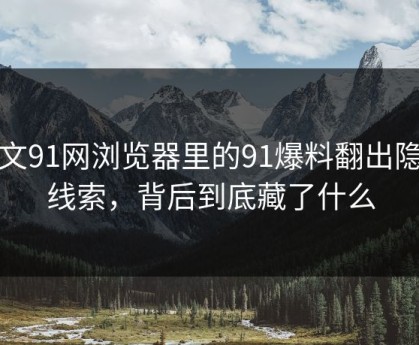 软文91网浏览器里的91爆料翻出隐藏线索，背后到底藏了什么
