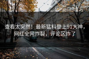 查看太突然！最新猛料登上91大神，网红全网炸裂，评论区炸了