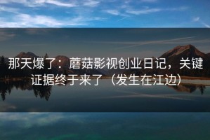 那天爆了：蘑菇影视创业日记，关键证据终于来了（发生在江边）