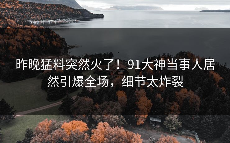 昨晚猛料突然火了！91大神当事人居然引爆全场，细节太炸裂